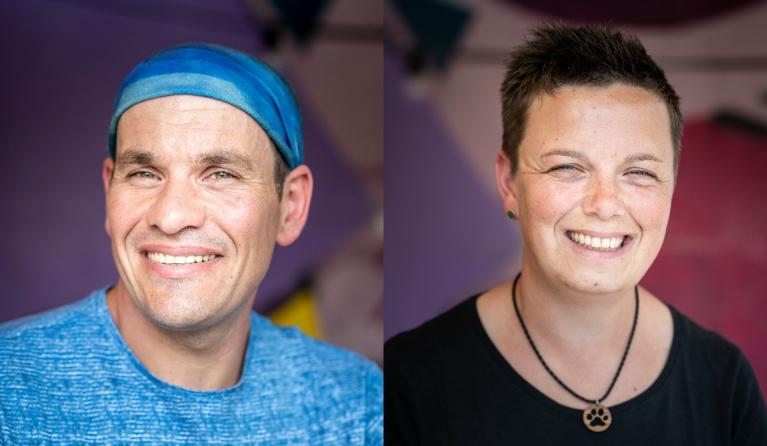 Collage van een man en een vrouw