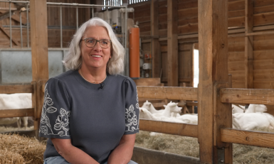 een vrouw in een geitenstal